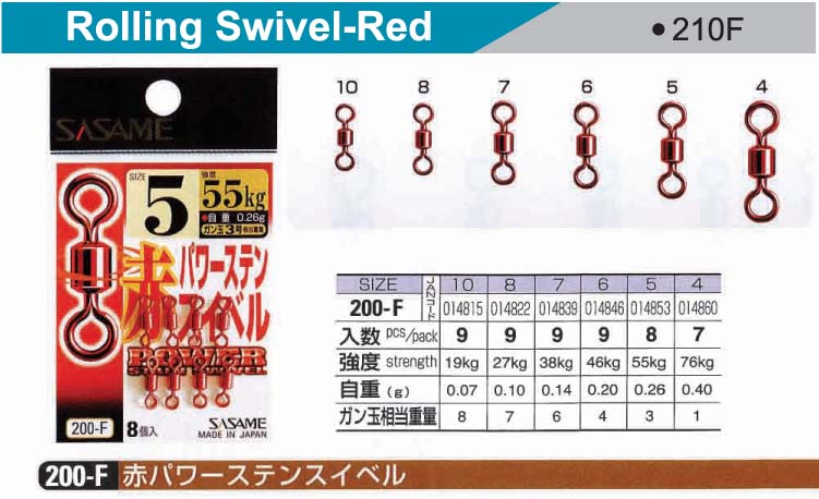 Girelle Sasame Power Stainless Swivel Red 200-E n°04 kg 72 pz. 7